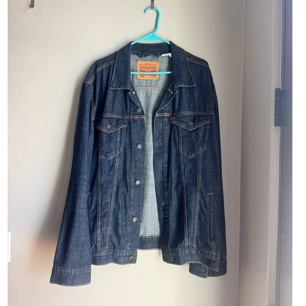 Levis Denim Trucker Jacket XL Dark Wash Indigo 100% Cotton Vintage Streetwear